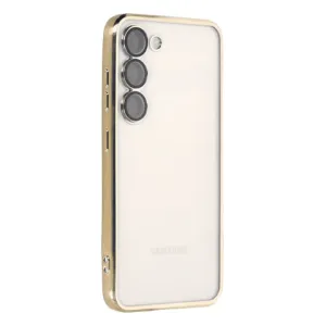 Silikonska futrola sa NIKLOVANIM OBODOM za iPhone 14 (6.1) zlatna