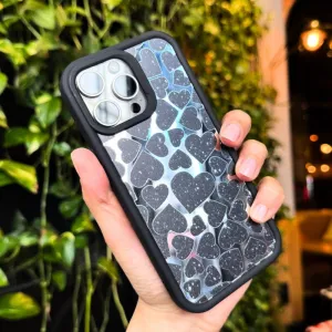 Futrola Luxury Heart za iPhone 15 Plus (6.7) crna