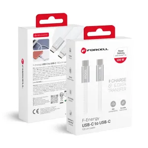 USB kabl (kabal) Forcell F-Energy QC4.0 PD 5A 100W USB C (Type C) na USB C (Type C) Cafule Color 1,2 m beli