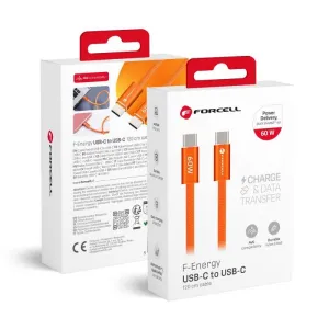 USB kabl (kabal) Forcell F-Energy QC4.0 PD 3A 60W USB C (Type C) na USB C (Type C) Cafule Color 1,2 m narandzasti