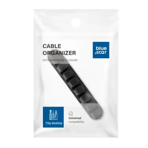 Blue Star PJ-OCZ8 silikonski samolepljivi organizator za 7 kablova - crni (1 kom.)